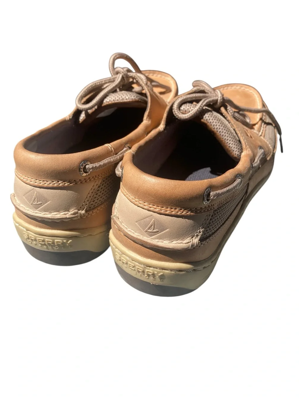 Sperry Top-Sider Men’s Boat Shoes Size 9 Tan Leather Mesh Classic Sailing